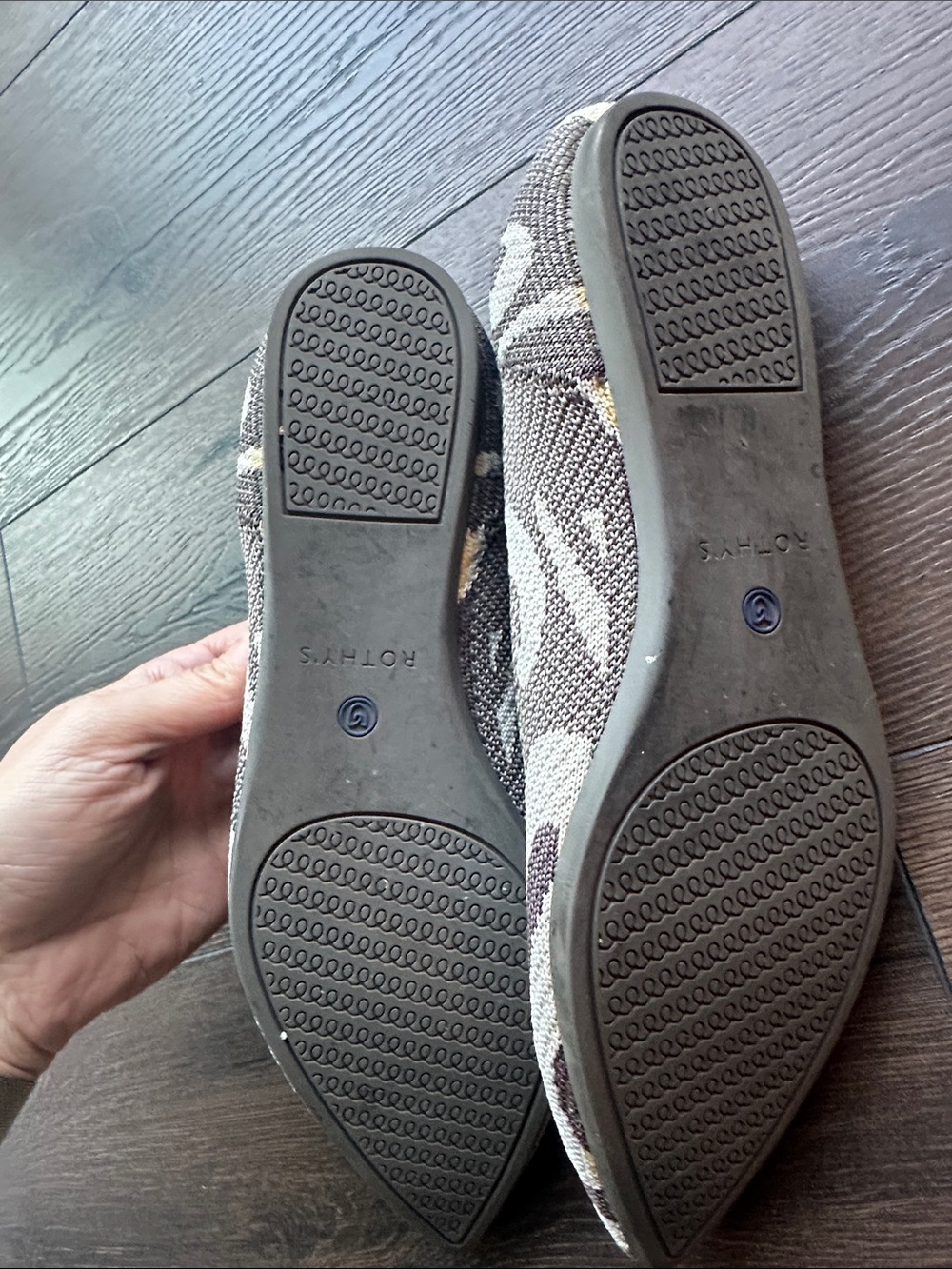 Rothy's Pink Brown Cream Pointed Knit Flats - Picture 5 of 8